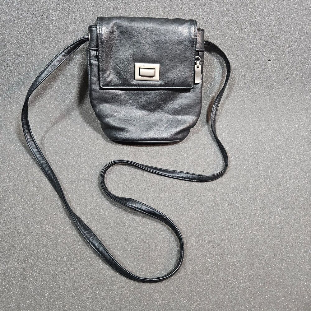 BP Mini Crossbody Bag Black Faux Leather Small Shoulder Purse